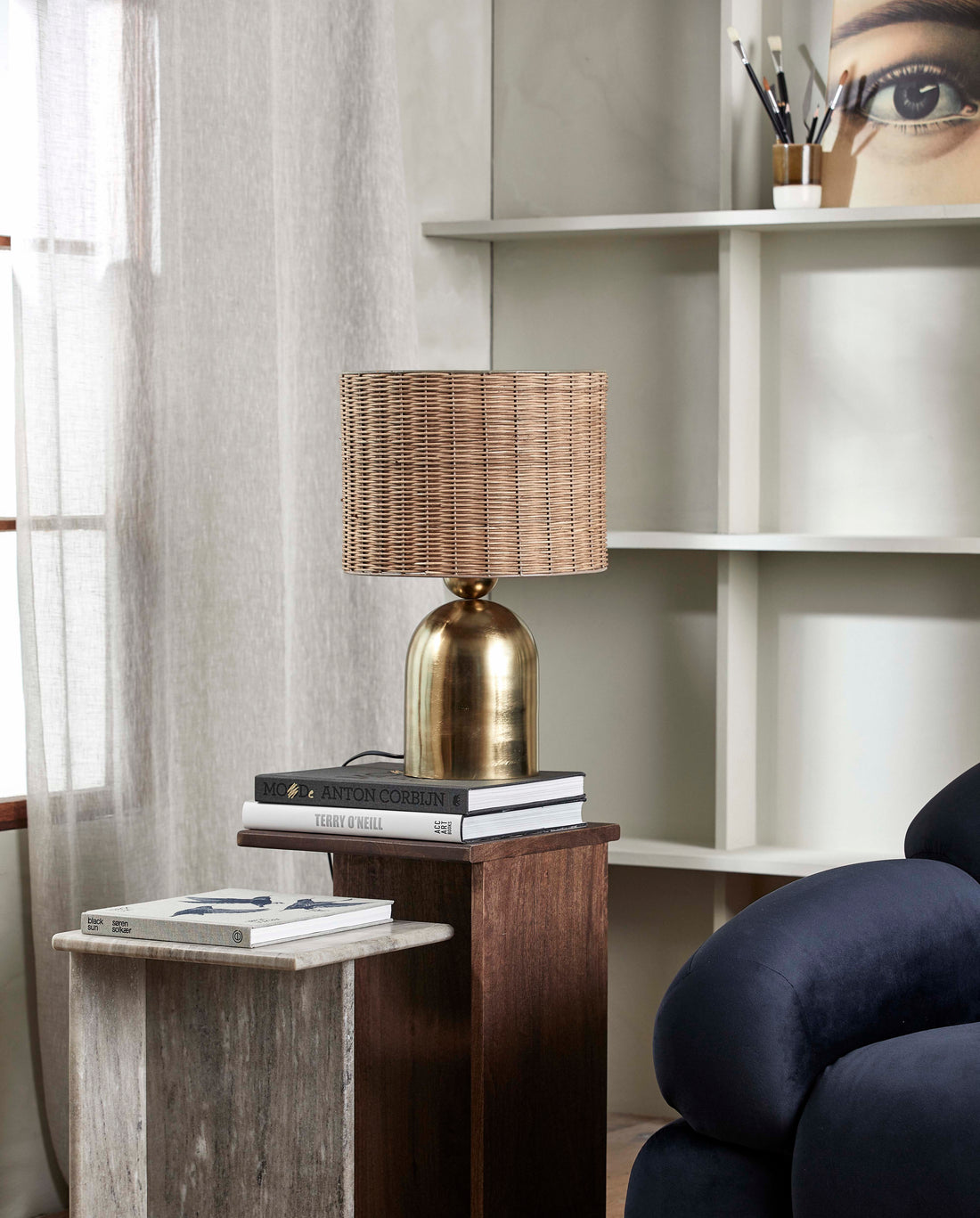 Basti Tischlampe - H51 cm - Natur/Messing