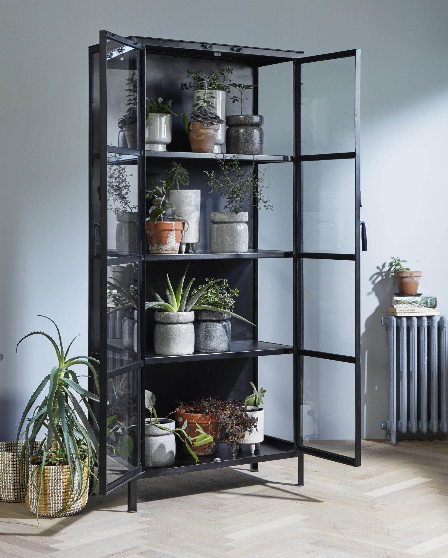 Phoenix -Anzeigeschrank in Eisen - 175x80 - Schwarz