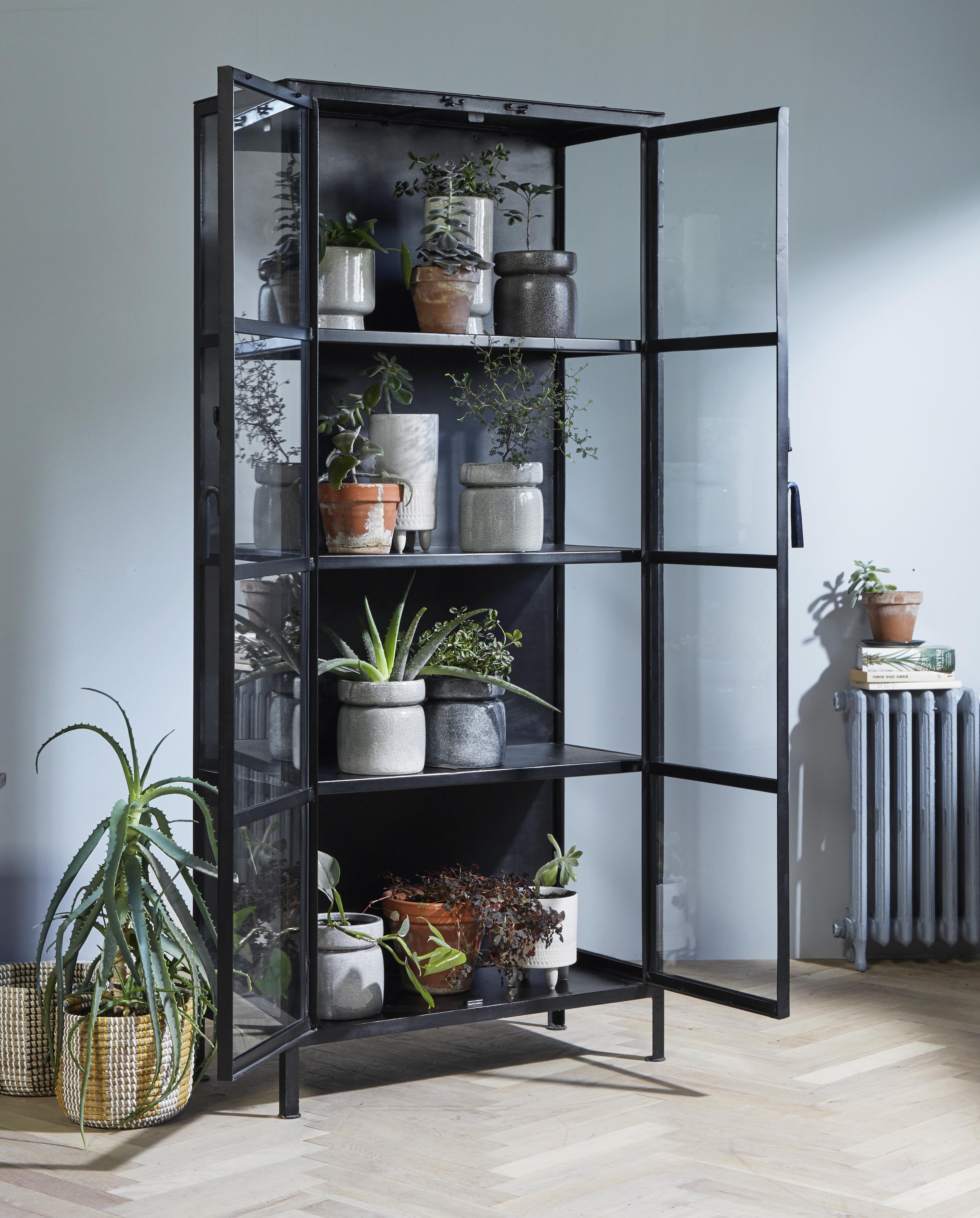 Phoenix -Anzeigeschrank in Eisen - 175x80 - Schwarz