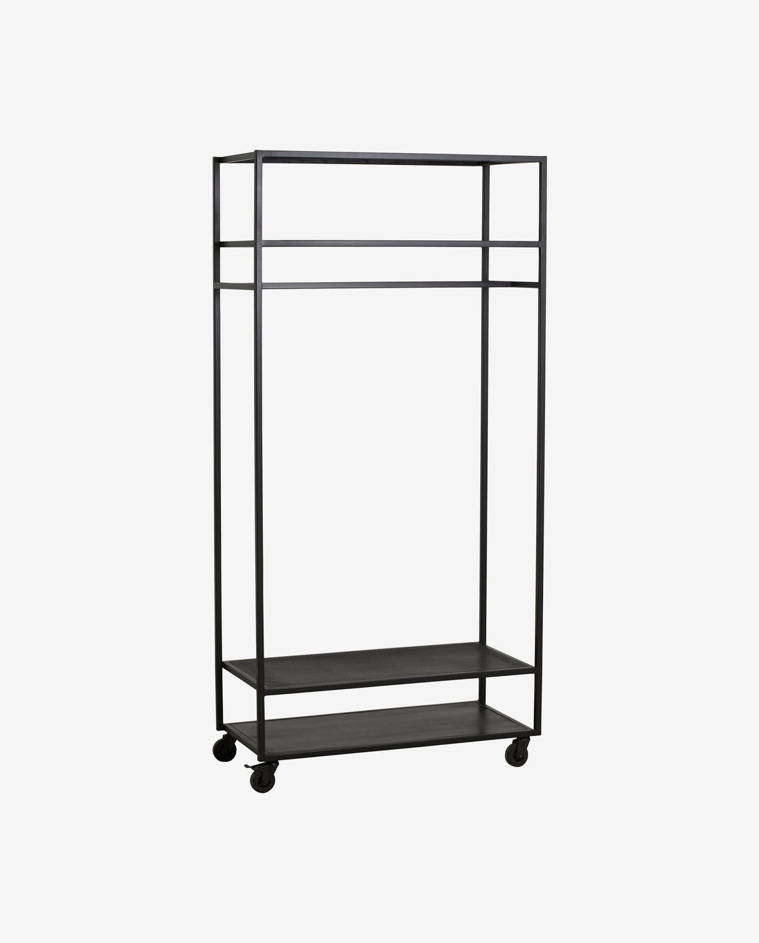 Alta Garderobe Rack in Eisen mit Rädern - 190x93 cm - Schwarz