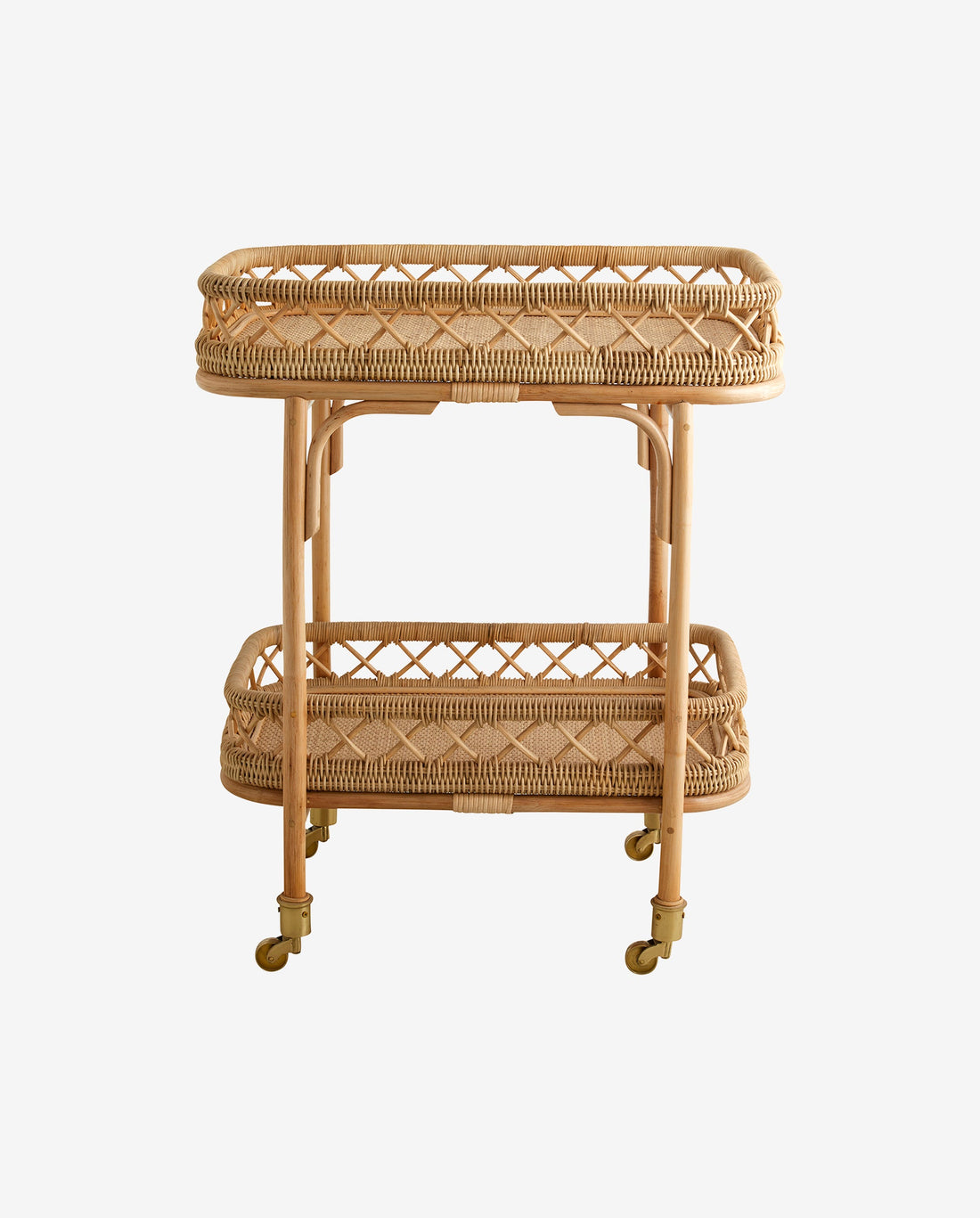 Liri Rolling Table in Rattan - 62x42 cm - Natur
