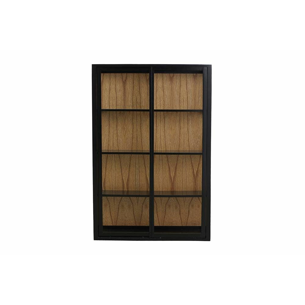Nordal BEI Wandschrank aus Holz mit Schiebetüren - 122x82 - schwarz/natur