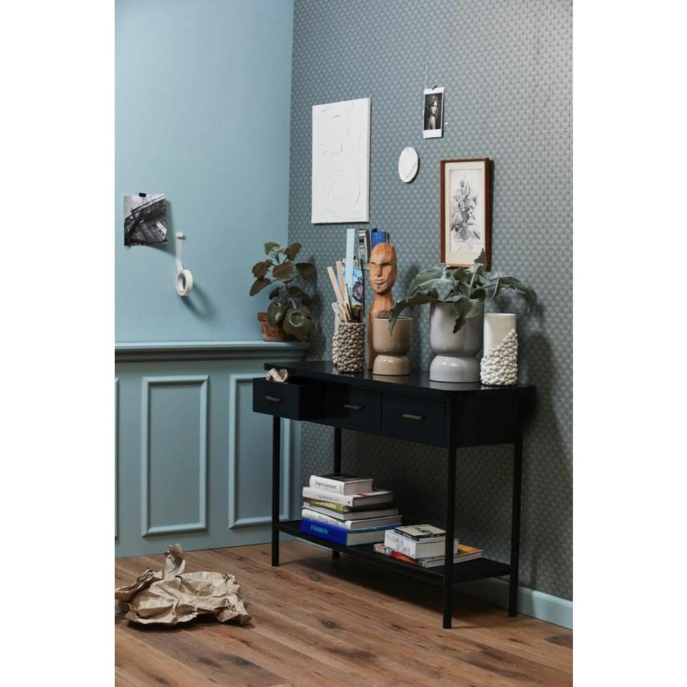 Nordal Arda -Konsolentisch in Holz mit 3 Schubladen - 120x40 - Schwarz