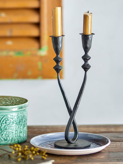 Kreative Kollektion Penilla Candlestick, Schwarz, Metall