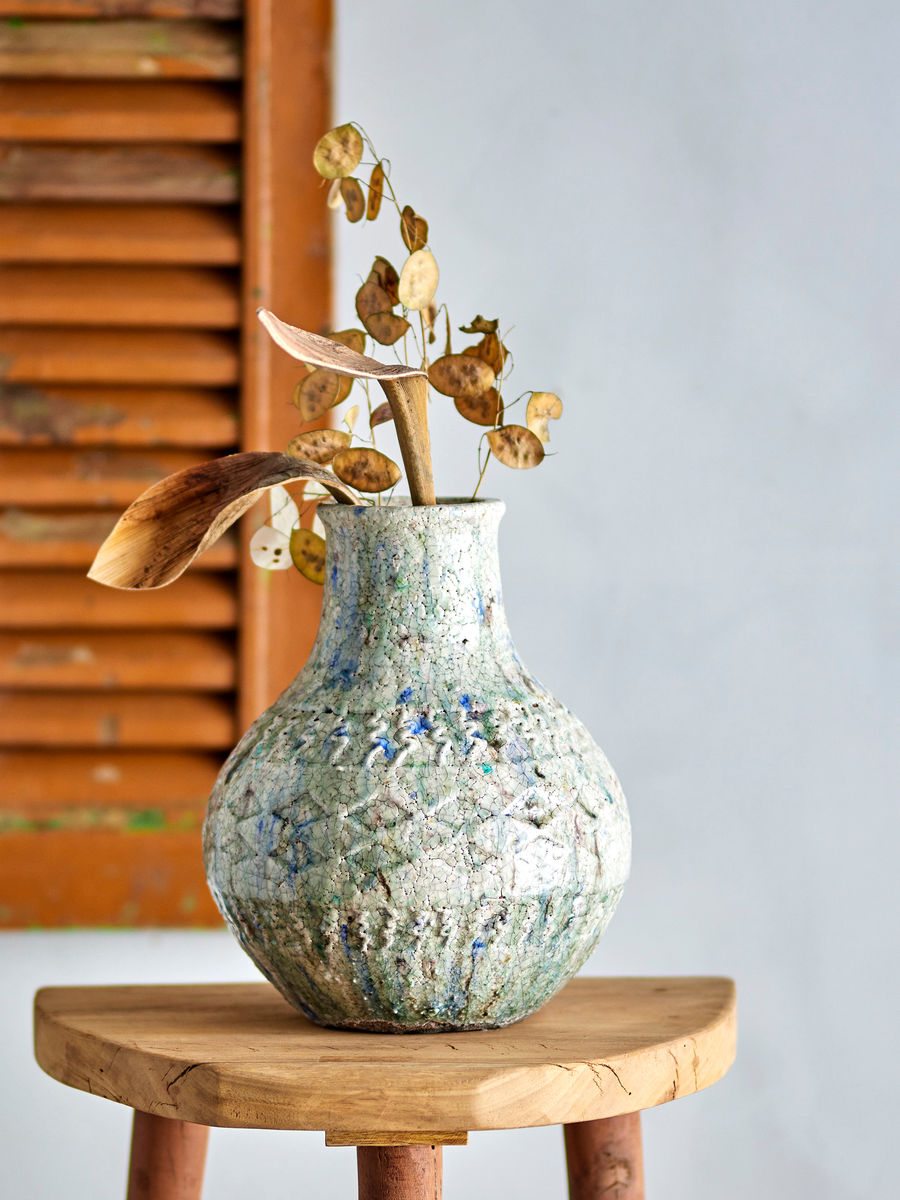 Kreative Kollektion Niin Deko Vase, Blue, Terrakotta