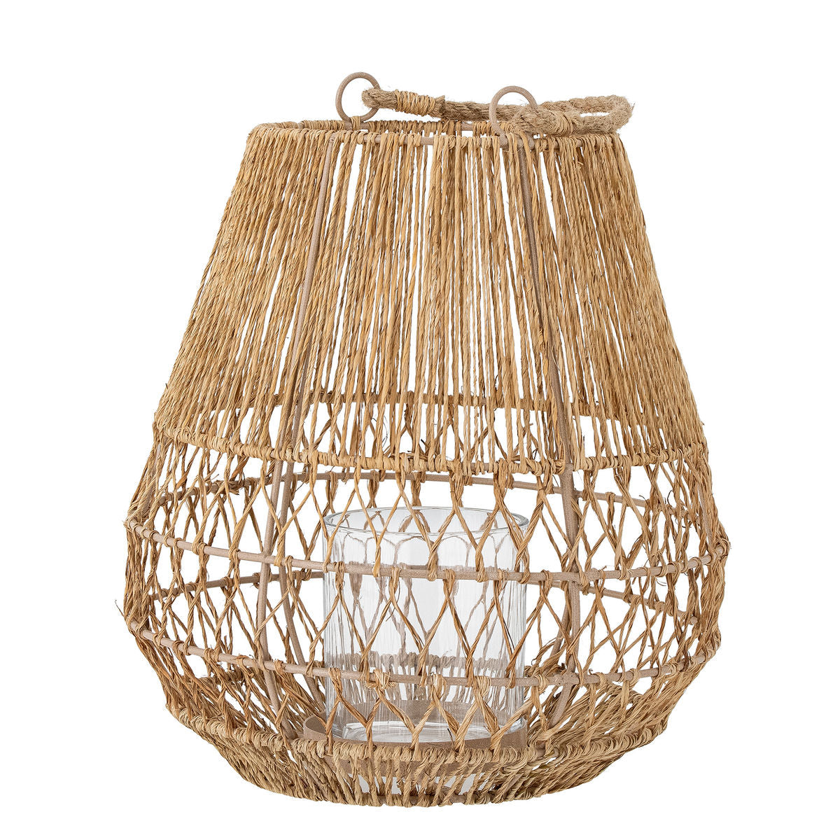 Bloomingville Ramona Lantern mit Glas, Natur, Jute