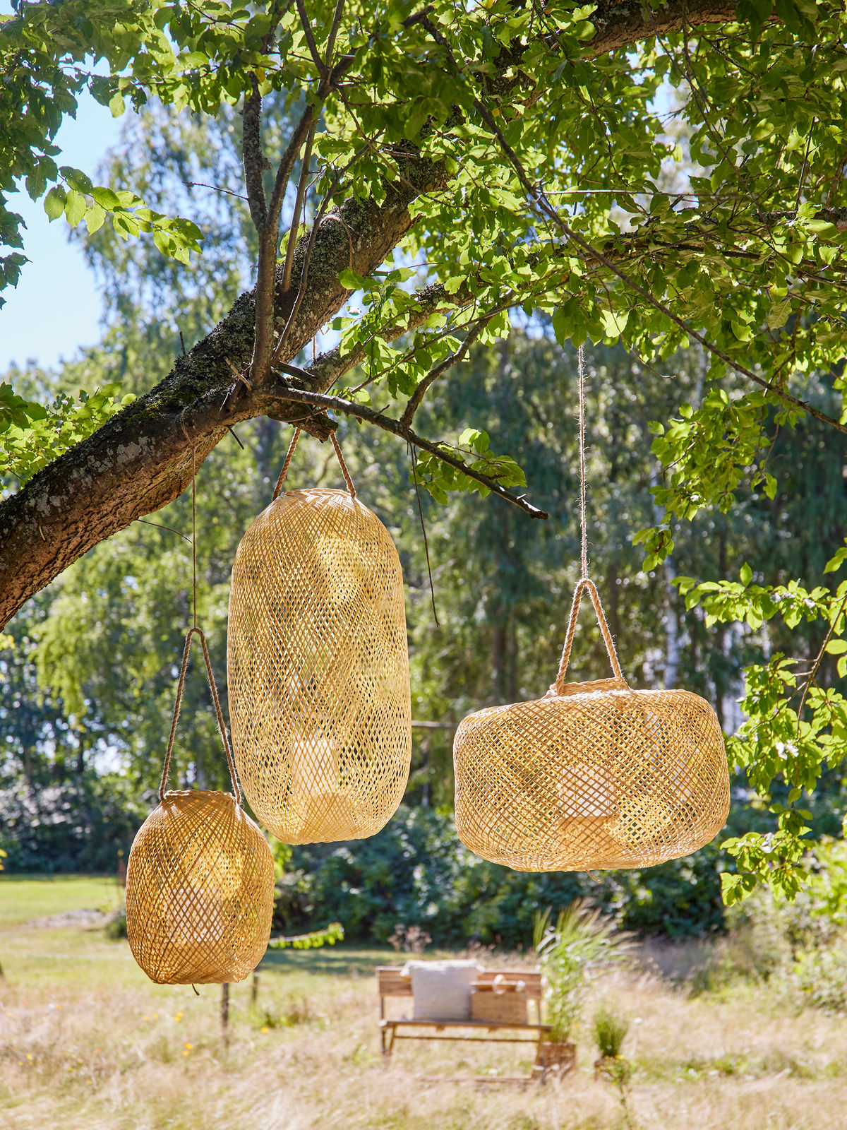 Bloomingville Musu Lantern mit Glas, Natur, Bambus