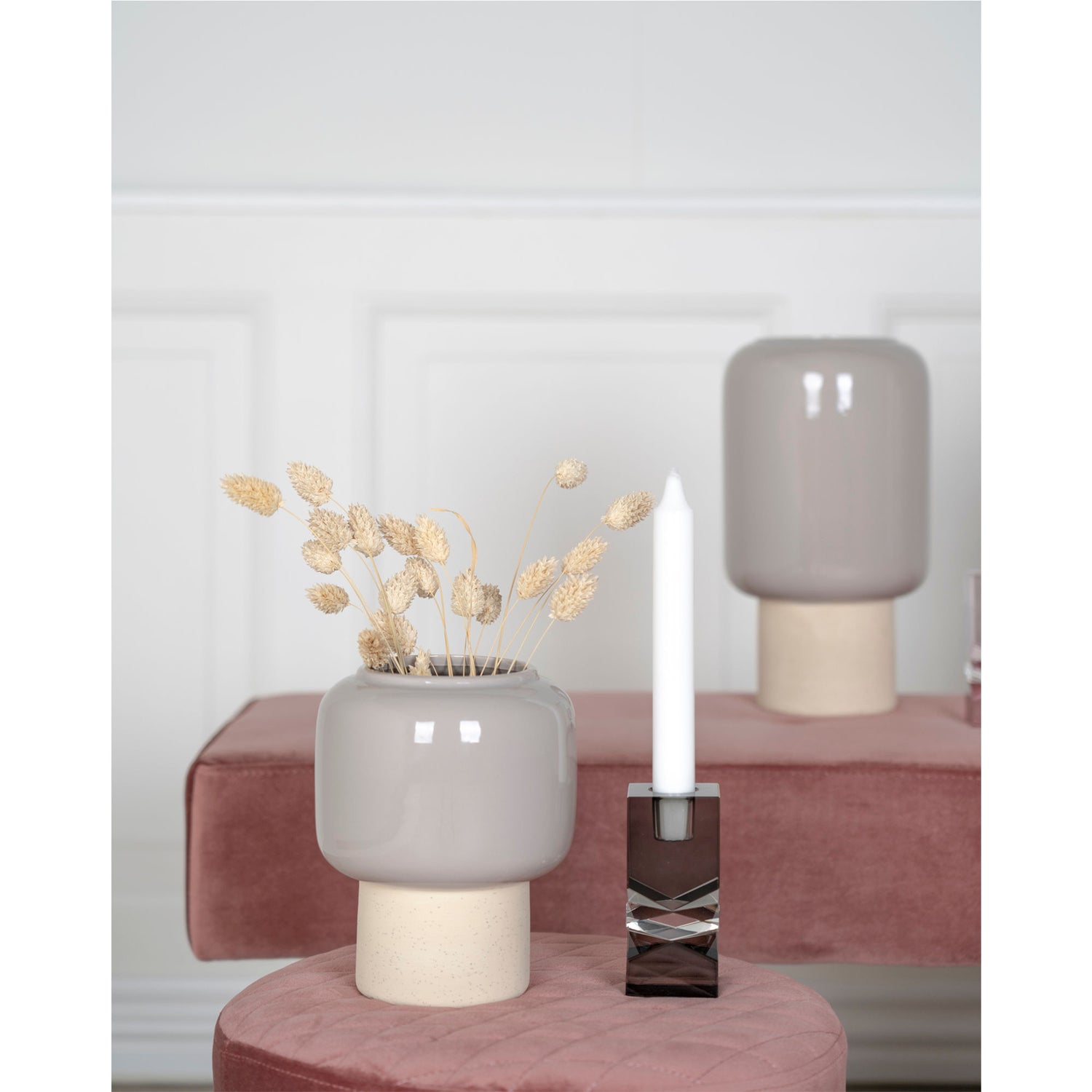 Vase - Vase in Keramik, Grau, Ø15x27 cm