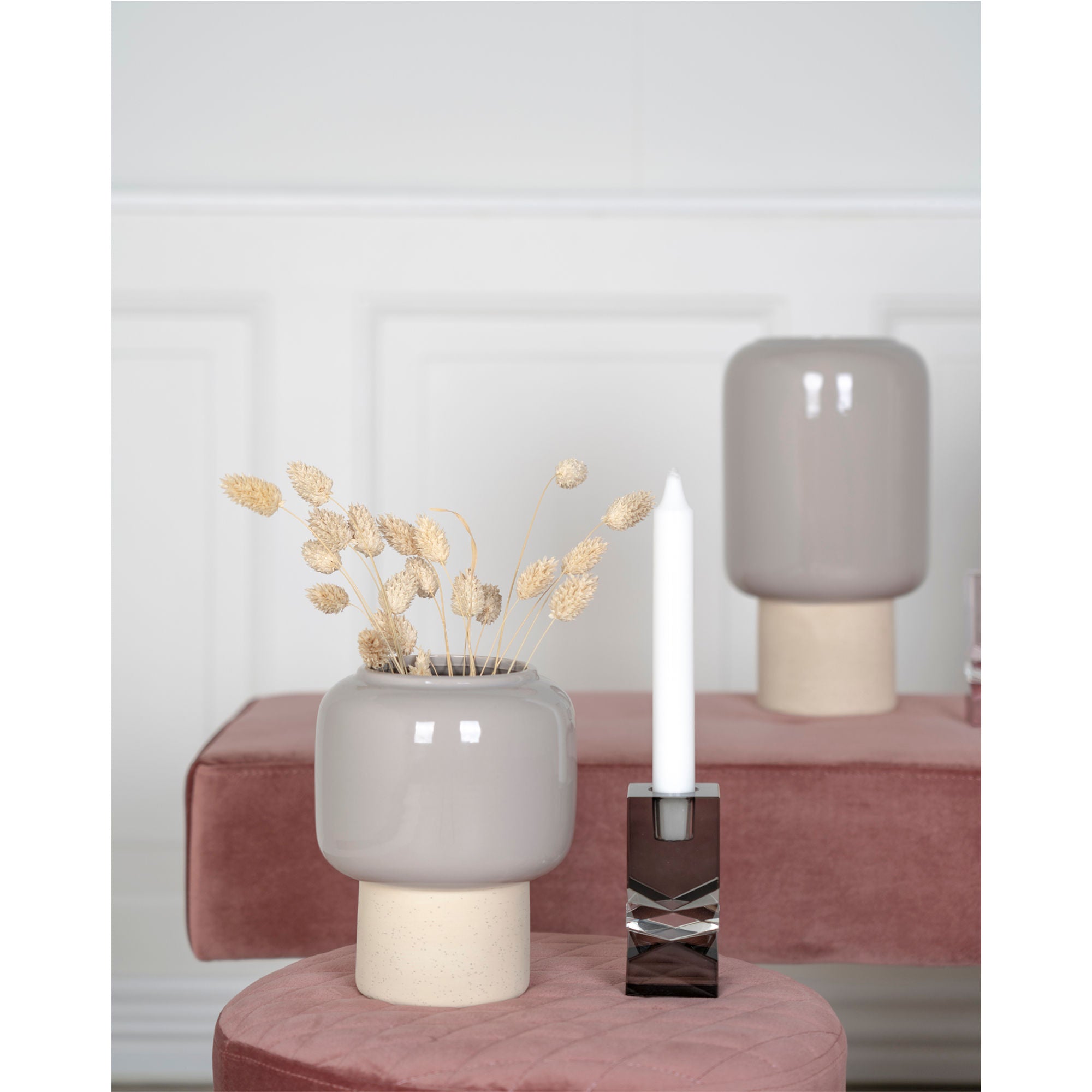 Vase - Vase in Keramik, Grau, Ø15x27 cm