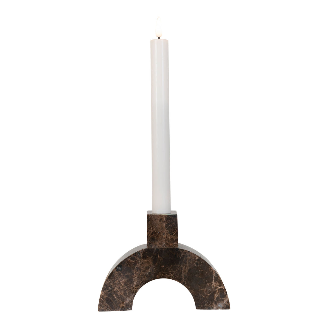 Candlestick - Candlestick in Marmor, Brown, 15x3,5x11 cm - 1 - PCs