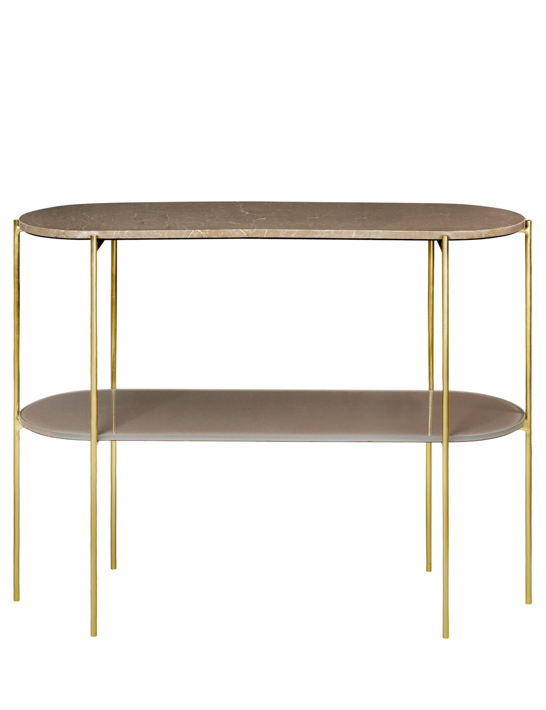 Gemütliches lebendes Laura Console Marbletable - Toffee Brown mit Messingbasis