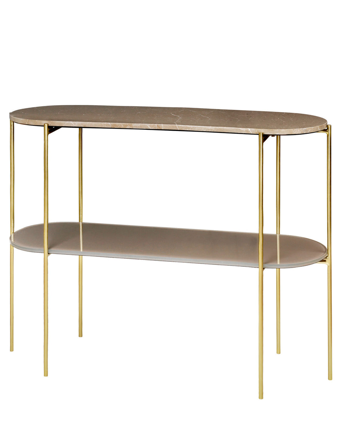 Gemütliches lebendes Laura Console Marbletable - Toffee Brown mit Messingbasis