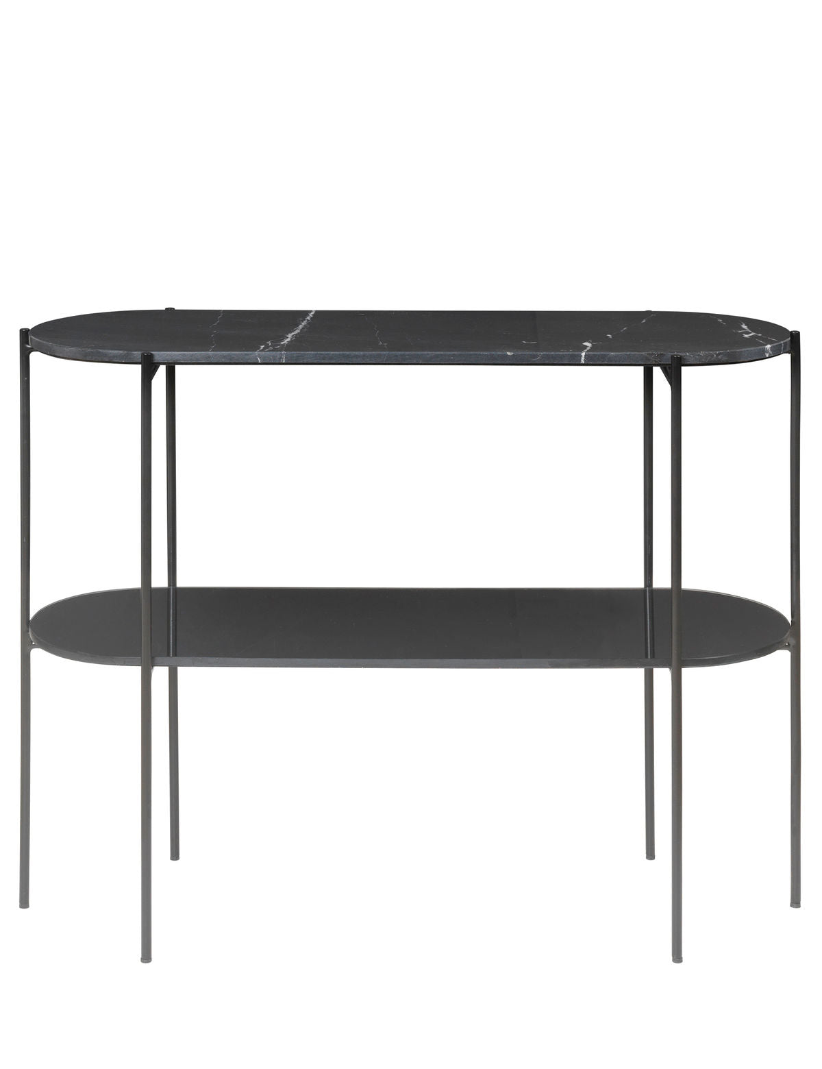 Gemütliches lebendes Laura Console Marbletable - Noir mit schwarzer Pulverbasis
