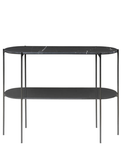Gemütliches lebendes Laura Console Marbletable - Noir mit schwarzer Pulverbasis
