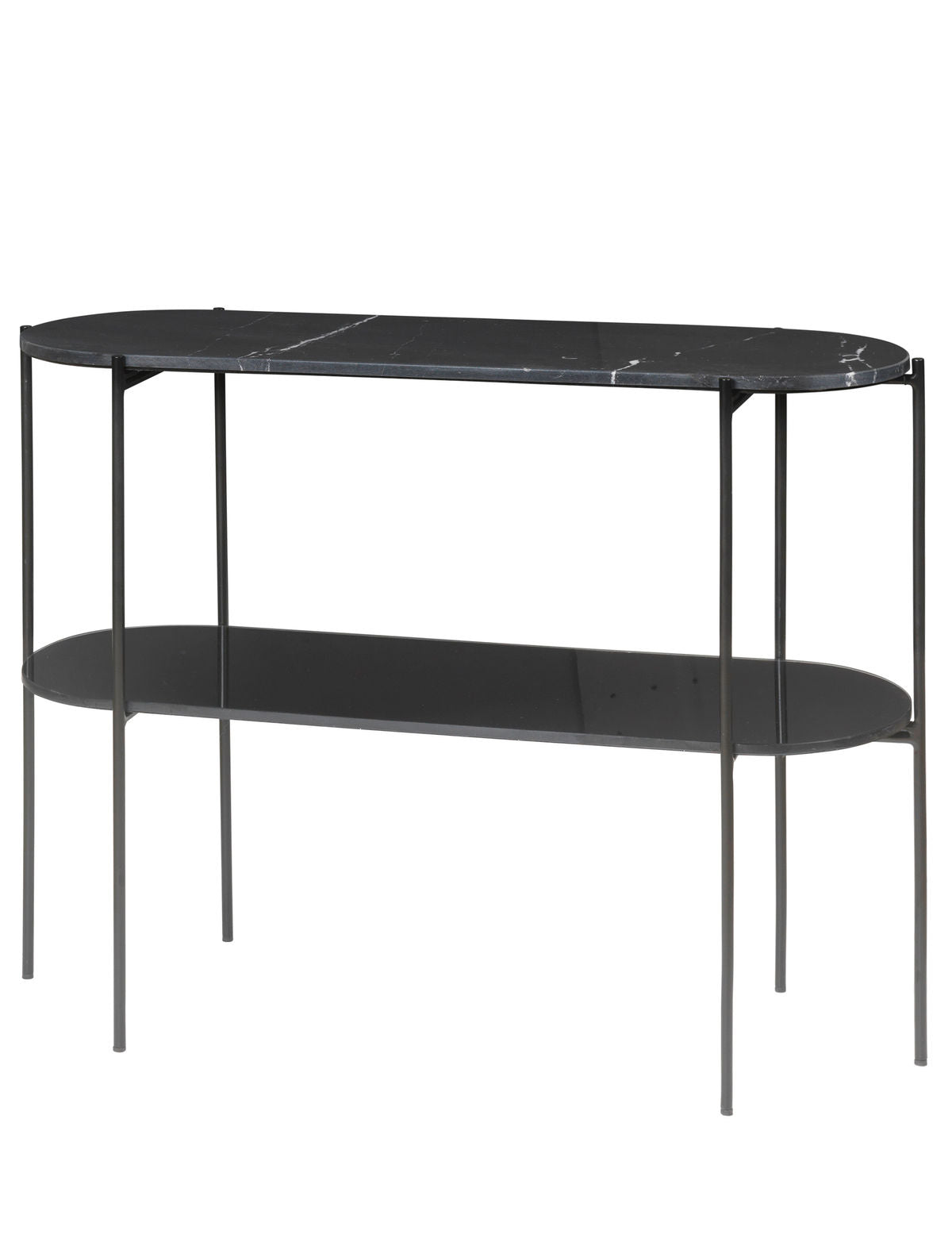 Gemütliches lebendes Laura Console Marbletable - Noir mit schwarzer Pulverbasis