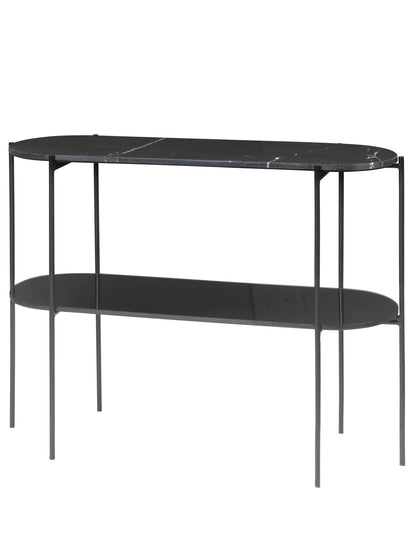 Gemütliches lebendes Laura Console Marbletable - Noir mit schwarzer Pulverbasis
