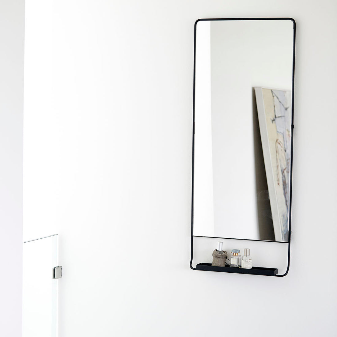 Haus Doctor-Mirror mit Regal, Chic, Black-W: 45 cm, H: 110 cm, D: 7 cm