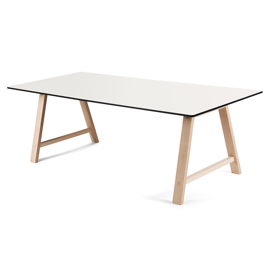 T1 udtræksbord i hvid laminat - understel i eg hvidpigmenteret mat lak - 95x220xH72,5 - Andersen Furniture - DesignGaragen.dk