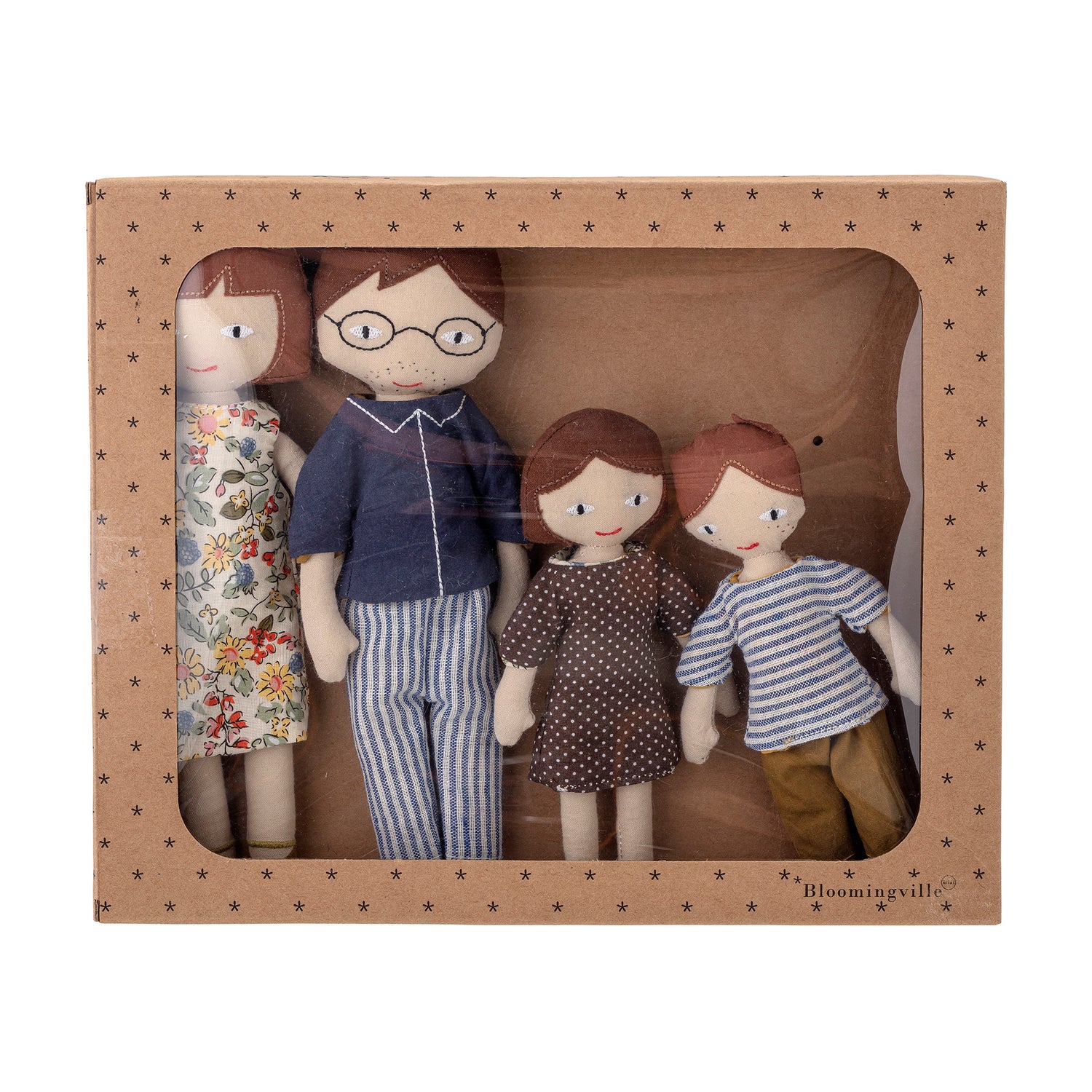 BLOOMINGVILLE MINI Webster Doll, Brun, Bomuld - L9xH23xW4 cm, Set of 4 - DesignGaragen.dk.