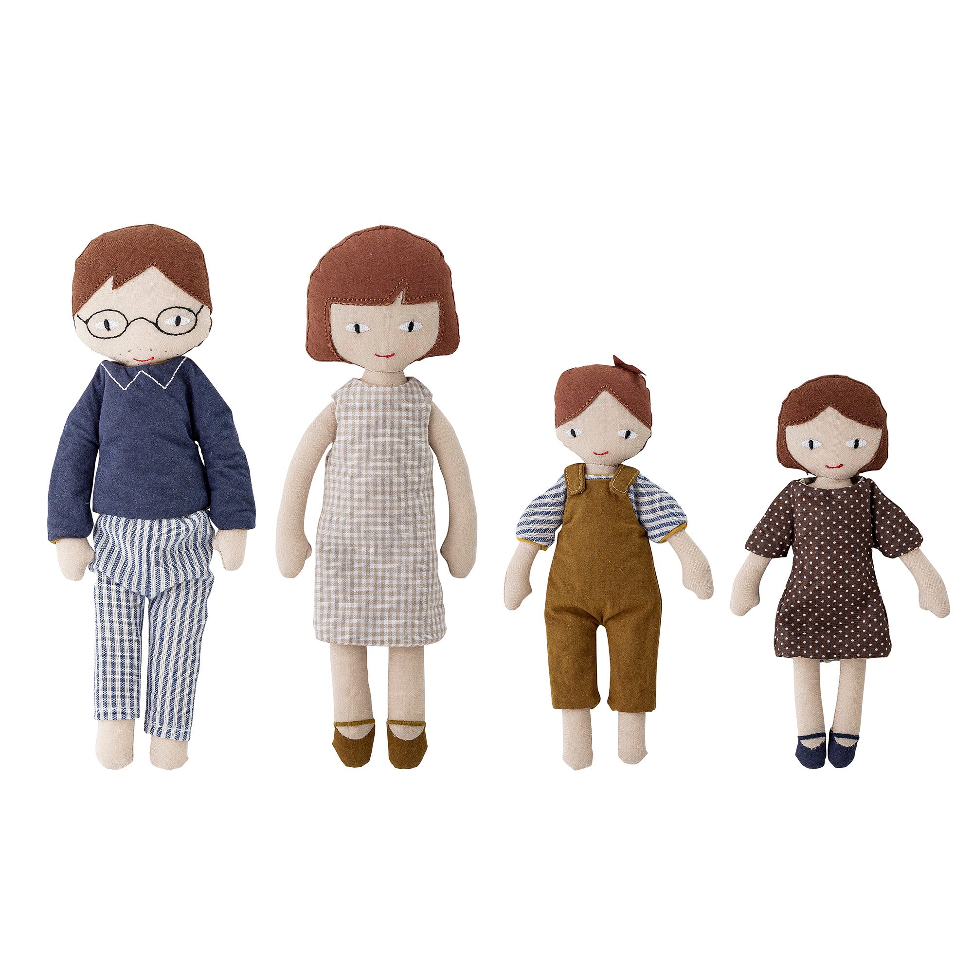 BLOOMINGVILLE MINI Webster Doll, Brun, Bomuld - L9xH23xW4 cm, Set of 4 - DesignGaragen.dk.